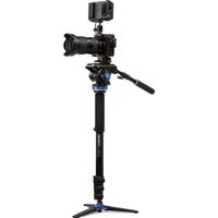 Benro A48FDS6PRO Aluminum Monopod - Flip Leg Locks - S6PRO Head - 3 Leg Base