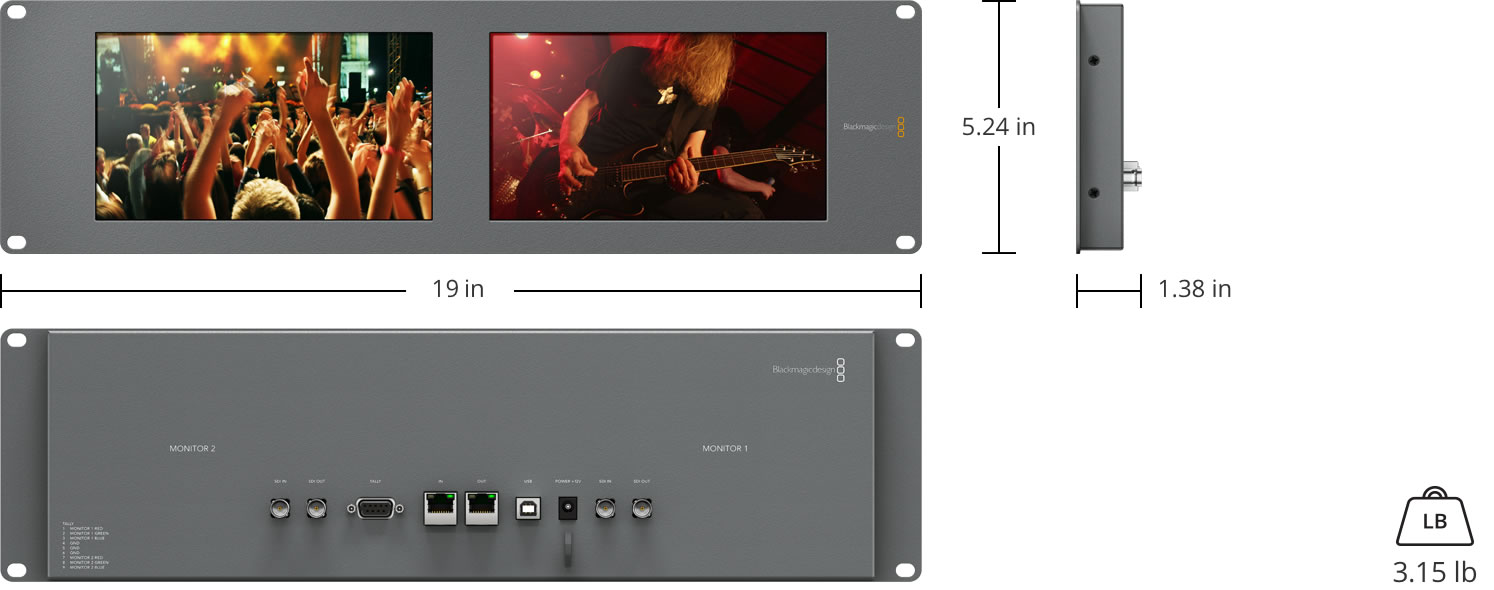 Blackmagic Design SmartView Duo 2 Dual 8 inch Monitors (BM-HDL
