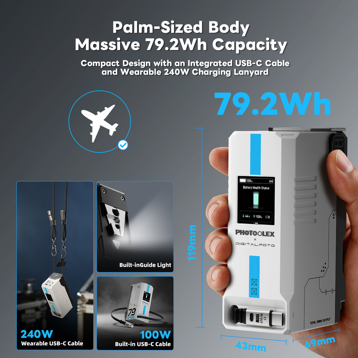DigitalFoto Portable Ultra Thin Pocket Power Bank / V-Mount Battery (79Wh) VBP-79B