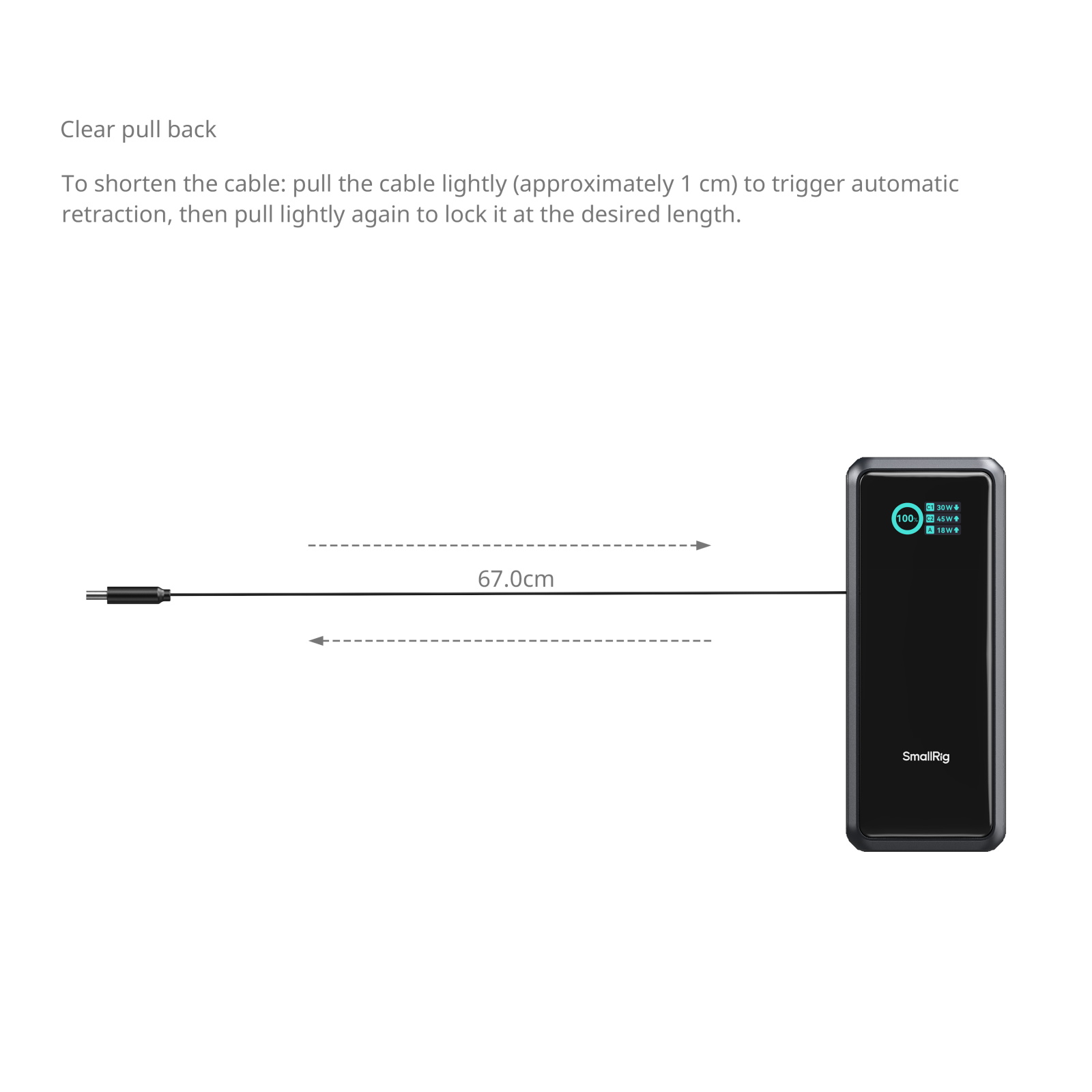 SmallRig Nano72 Power Bank with Detachable V-Mount Plate, Built-In Retractable Cable, 1/4"-20 Threaded Hole 6108