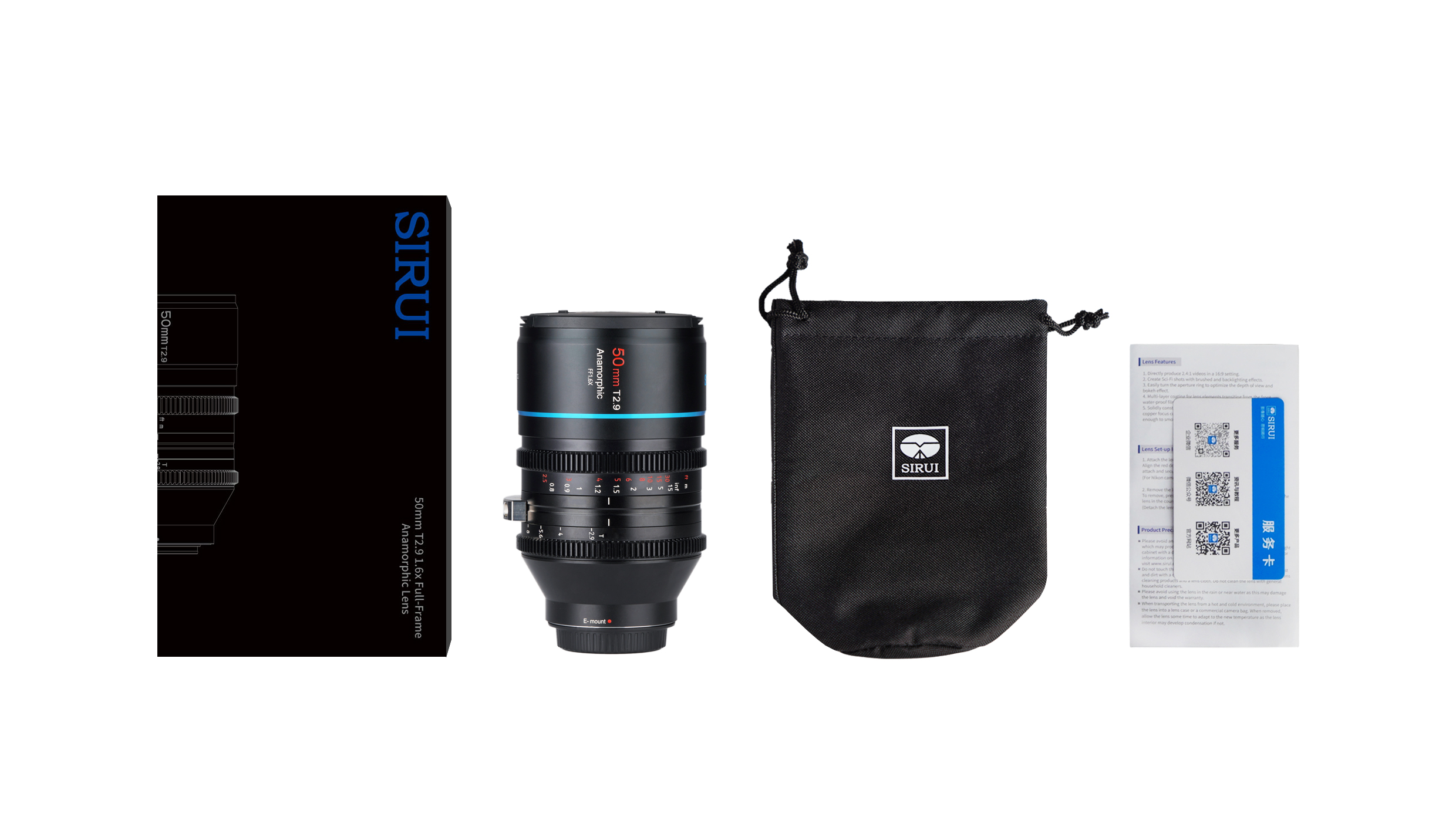 SIRUI 50mm T2.9 1.6x Full-Frame Anamorphic Lens (RF mount) - WESTBUY