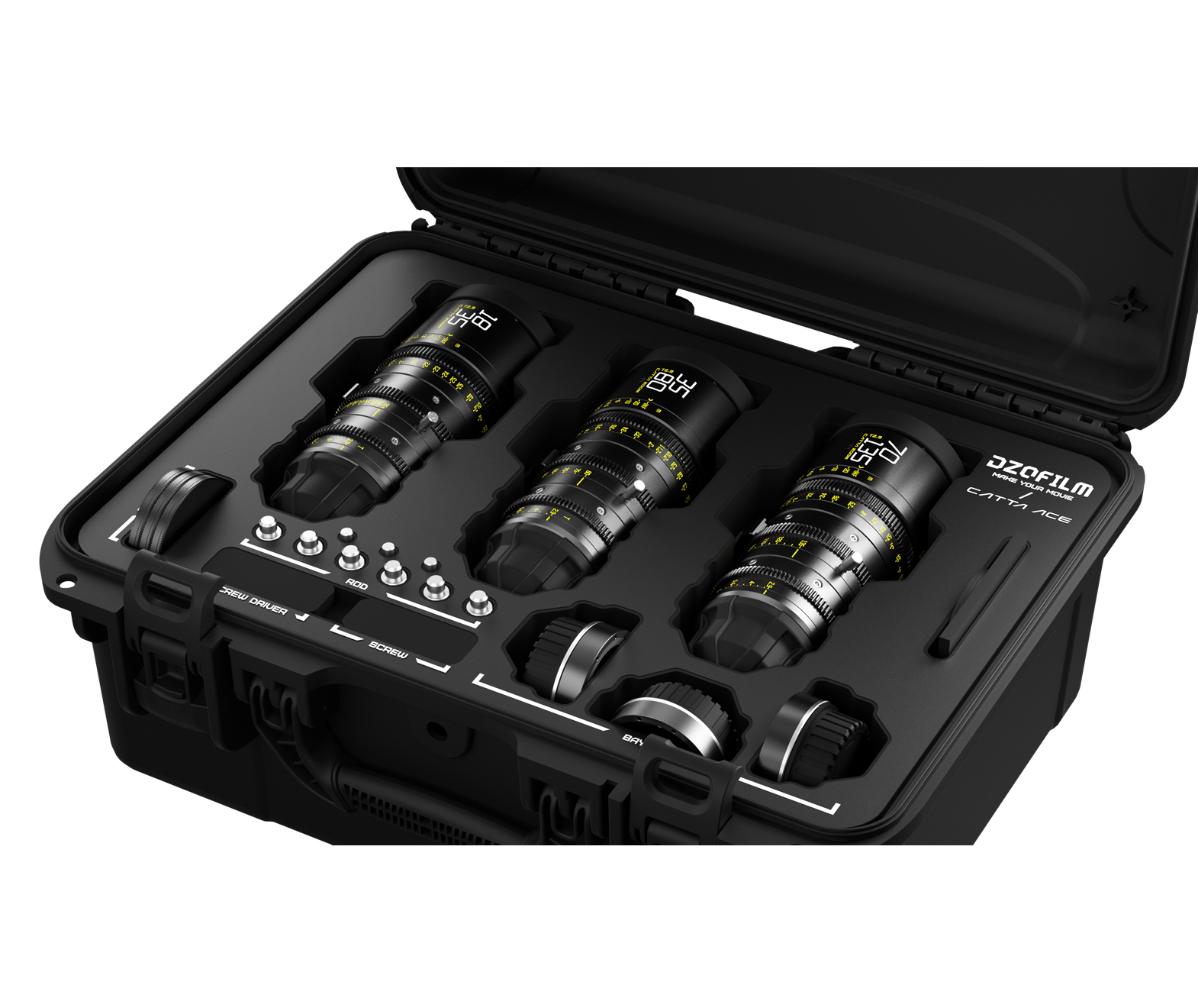 DZOFILM CATTA ACE シネレンズ セット UVフィルター付 DZOFilm Catta Ace Full Frame Zoom 18-35/35-80/70-135mm T2.9 Cine 2