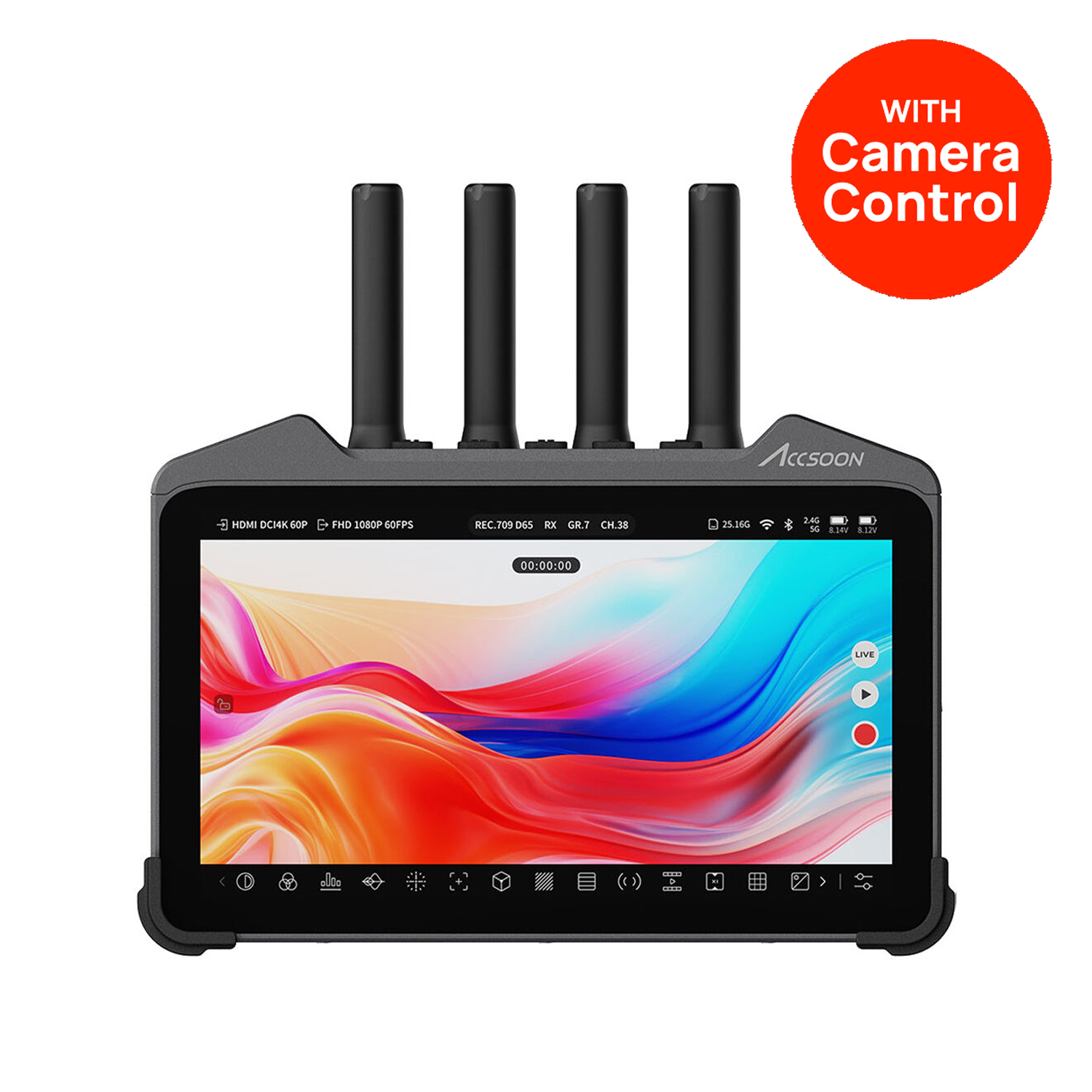 Accsoon CineView M7H Pro All-in-One Wireless Smart 7-inch 4K/60p Recording Monitor with Wireless Transmitter/Receiver and Camera Control - MIT01H