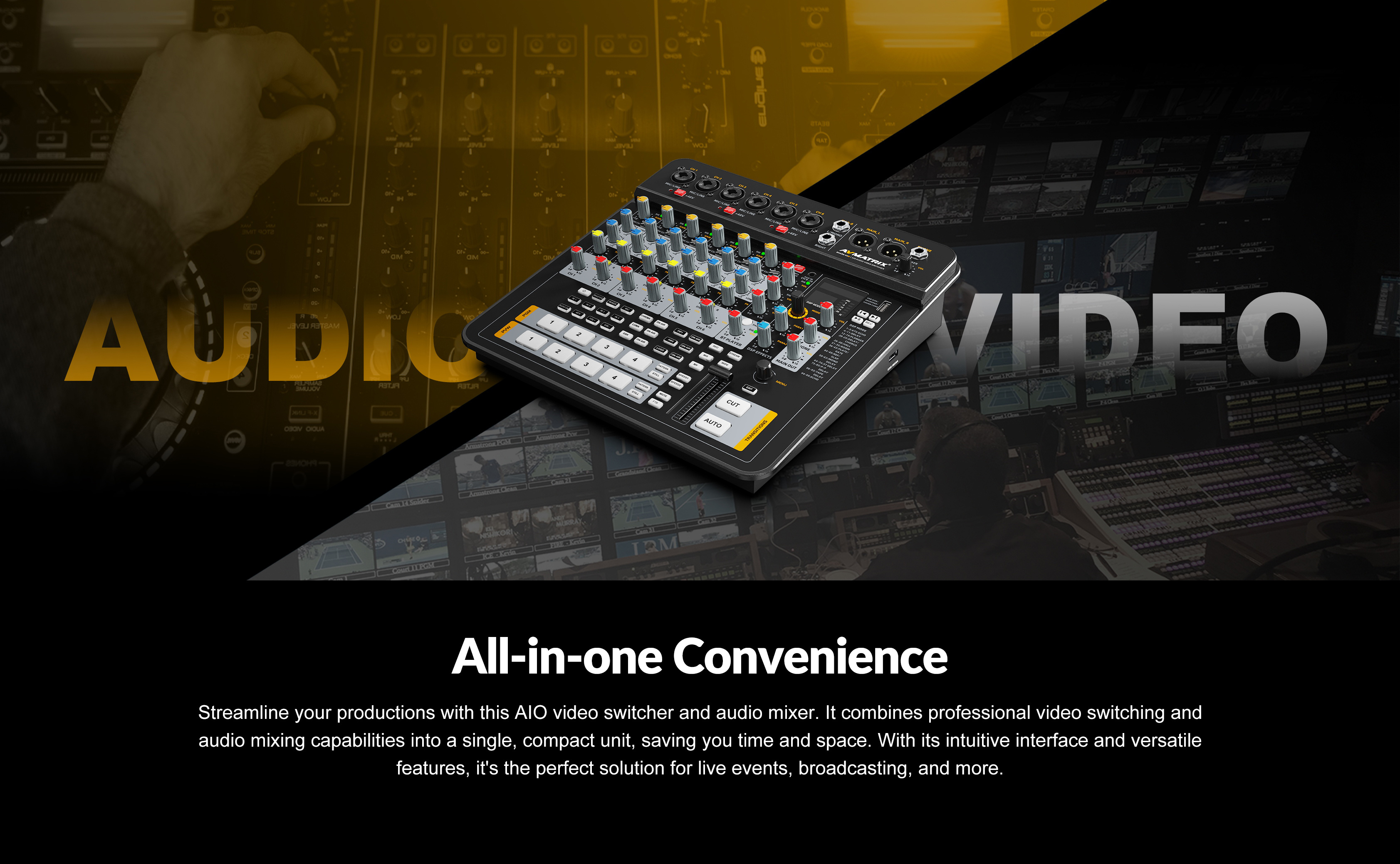 AVMATRIX SHARK H4M All-in-one 4 Channel HDMI Audio Video Switcher