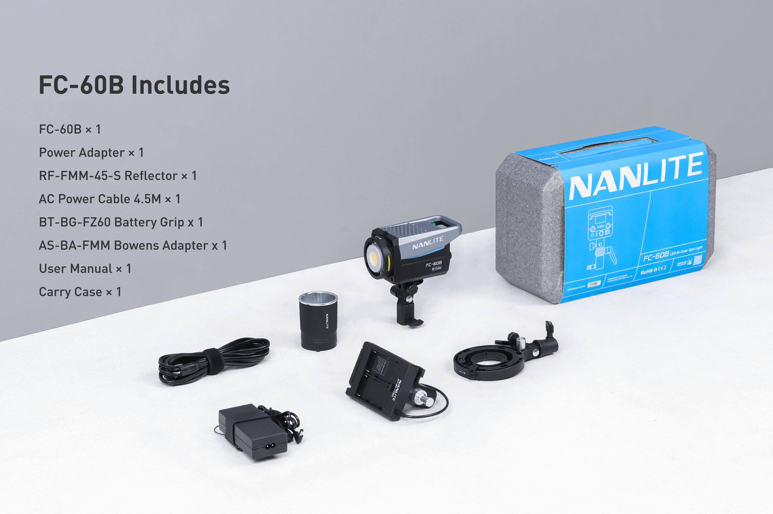 NANLITE FC-60B Bi-Color LEDライト 本体 Nanlite FC-60B Bi-Color LED Spotlight 12510 LUX / 1m - WESTBUY