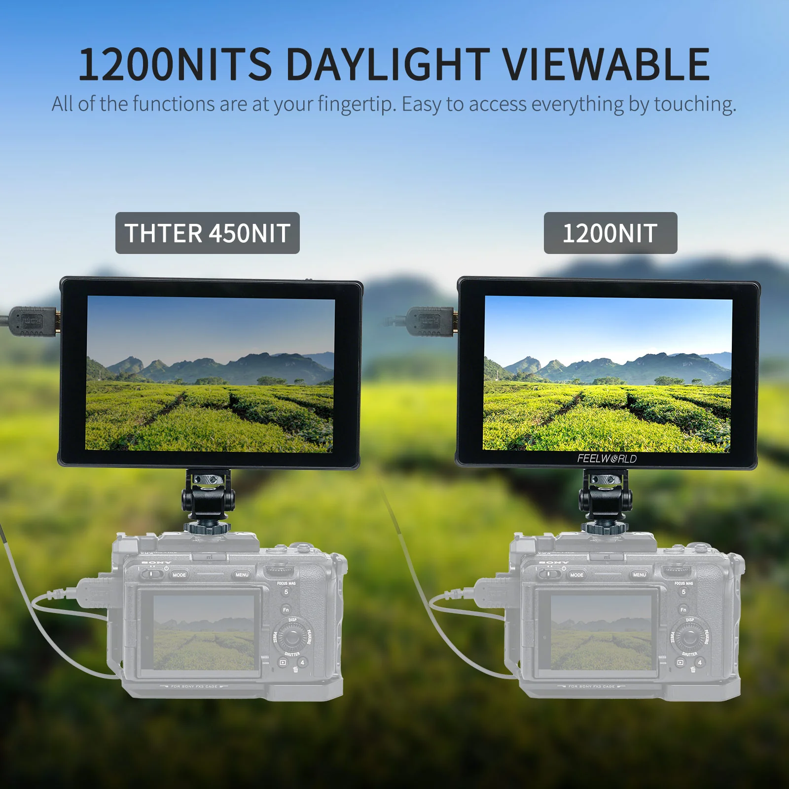 FeelWorld F7 Plus 7 Inch 1200nit Touchscreen 4K HDMI Field Monitor