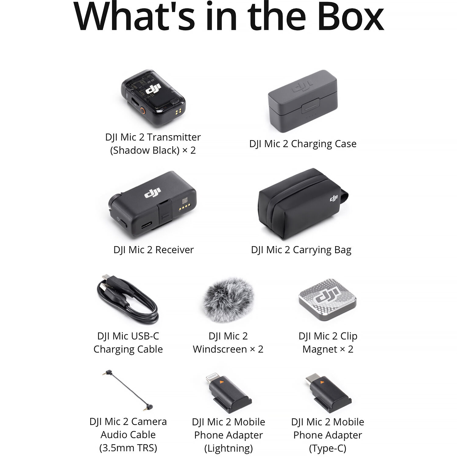 DJI Mic 2 (2 TX + 1 RX + Charging Case) Dual Compact Digital