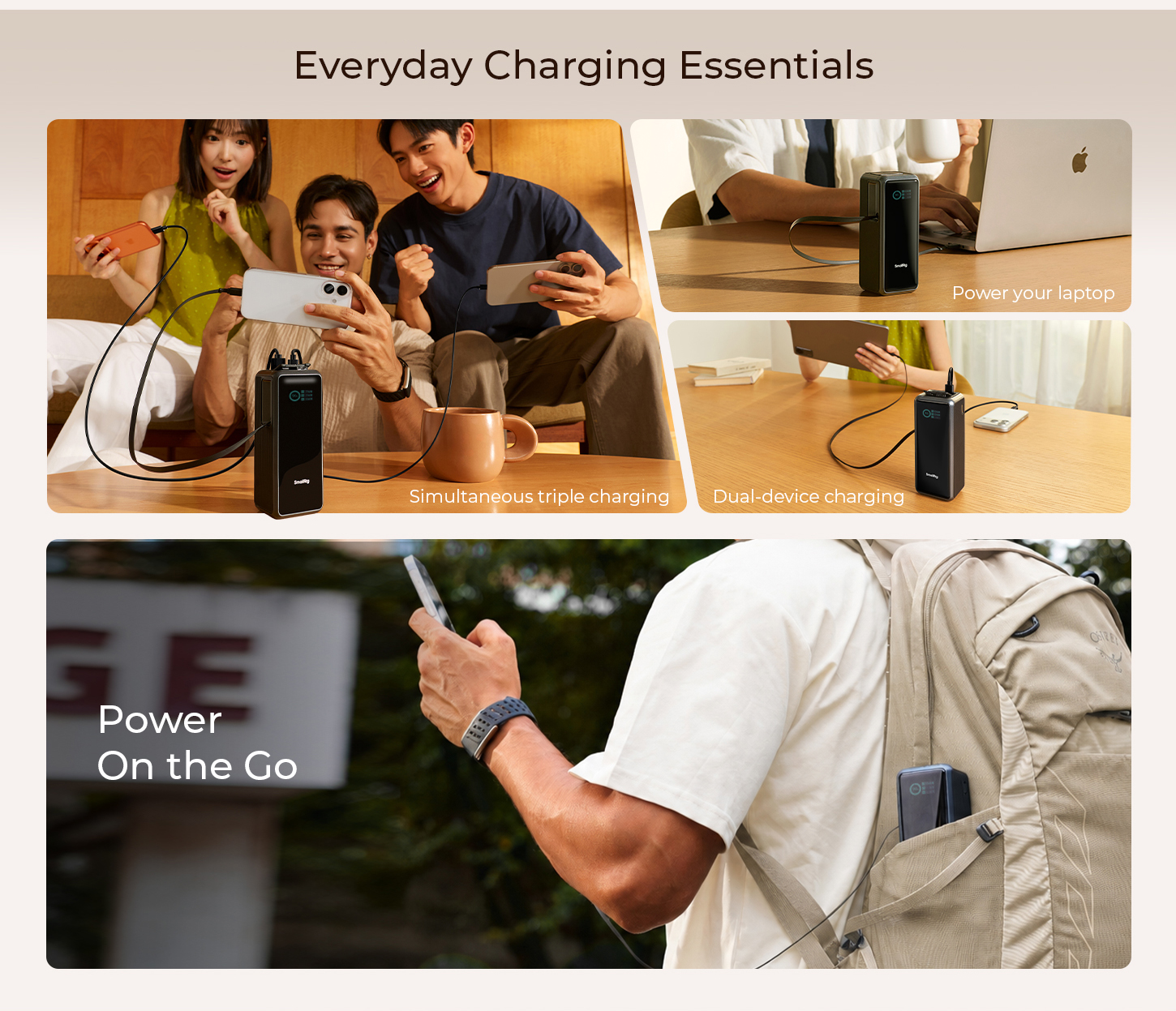 SmallRig Nano72 Power Bank with Detachable V-Mount Plate, Built-In Retractable Cable, 1/4"-20 Threaded Hole 6108