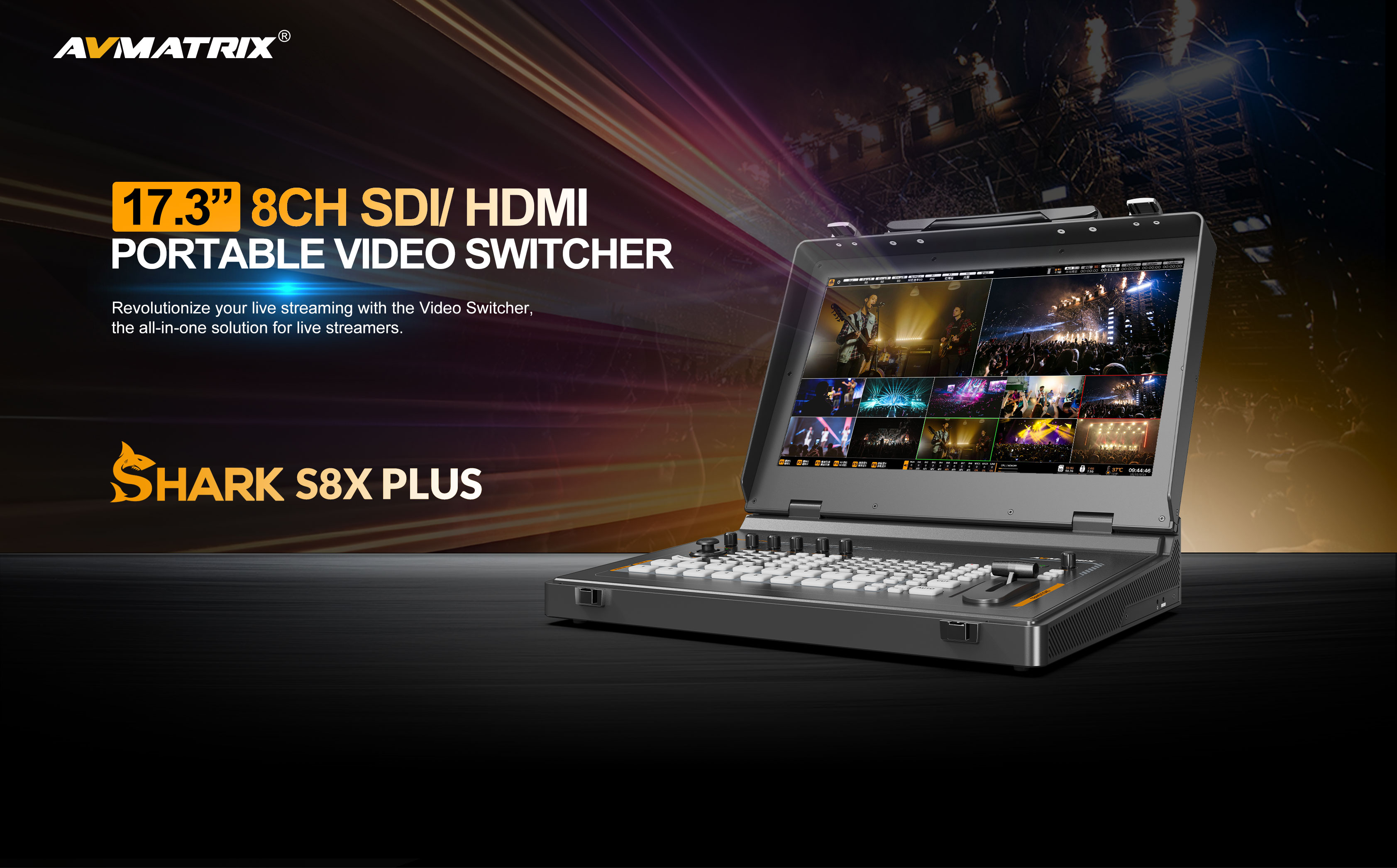 AVMATRIX Shark S8X PLUS 17.3” 8-Channel SDI/HDMI Portable Video